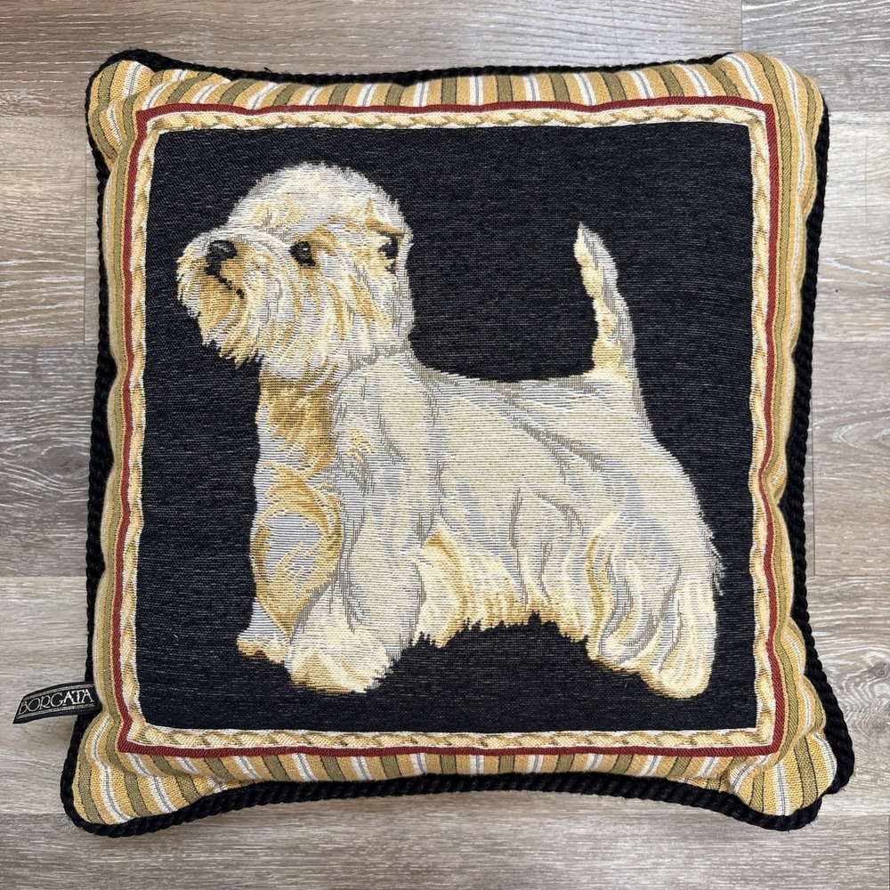 Borgata Tapestry Pillow Westie Dog West Highland White Terrier 18" Good Condit.